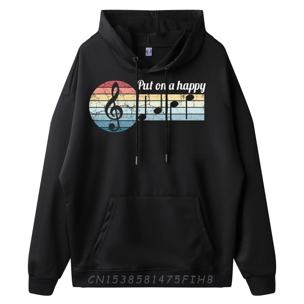 Put On A Happy Face Music Notes Musician Funny Teacher Streetwear Men Christmas Easter Day Pullover