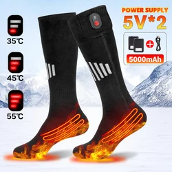 Calcetines térmicos de invierno para hombre, medias calentadas para deportes al aire libre, Snowmobile, esquí, recargable por USB, calentador de pies