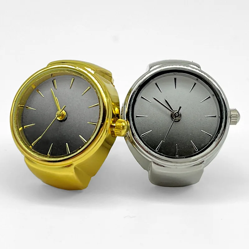 Beijo jóias novo vintage criativo dial relógios de quartzo anéis para mulheres homens casais relógio retro mini pulseira elástica anel de dedo