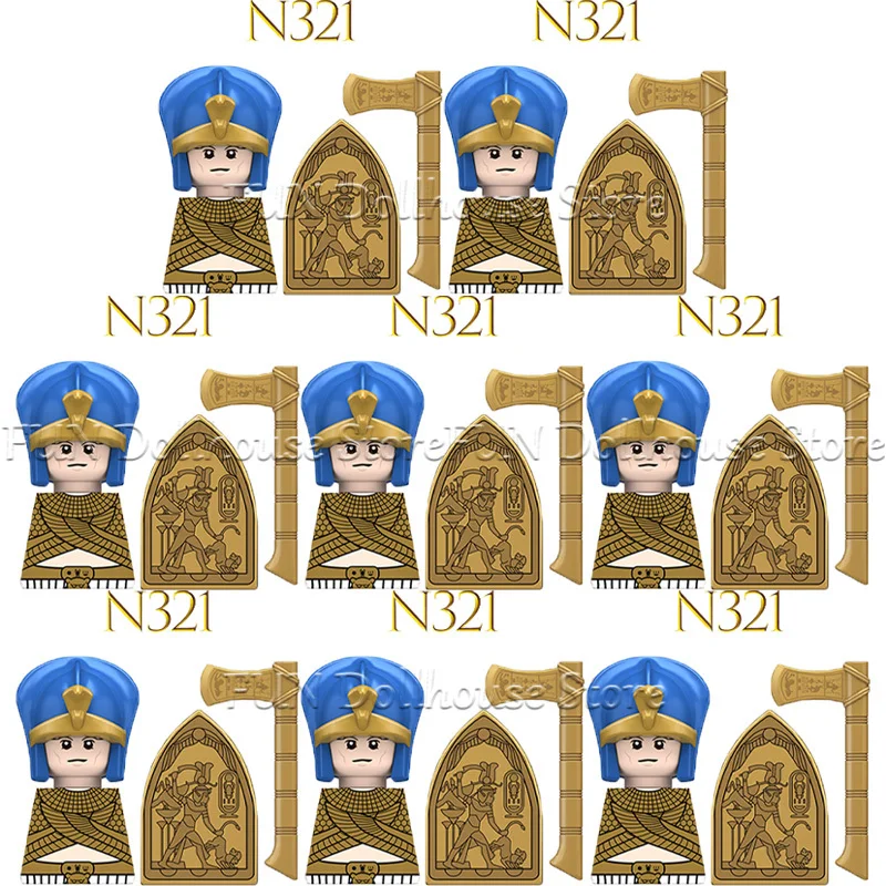 Mittelalterliche Militär-Figuren Ägyptischer Soldaten Zubehör Bausteine Mumie Pharao Schild Speer Axt Armee Bogen Pfeil Ziegel Spielzeug