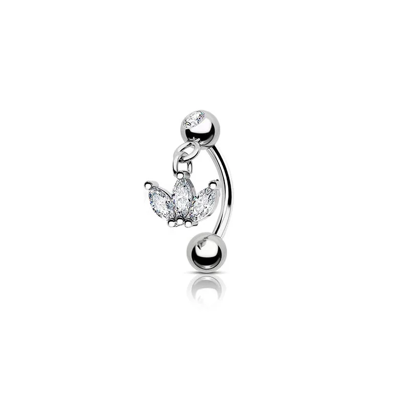 1pc Zircon Eyebrow Piercing Stud Earrings Curved Barbell Belly Banana Ring Snug Daith Helix Cartilage Tragus Conch Body Jewelry