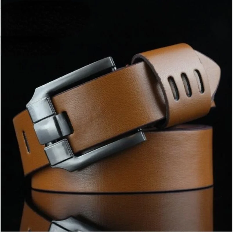 Cinto de couro de luxo dos homens novos Pin Buckle Cintos Homens Liga Fivela Moda Masculino Vintage Cintura Cinta De Couro Pu Macio 110cm