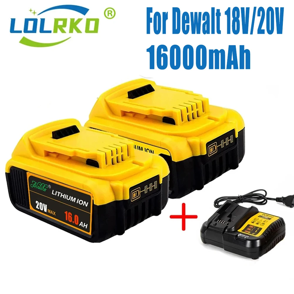 Upgrade 20V 16.0Ah Rechargeable battery for Dewalt Cordles screwdriver drill Screw gun wrench impact batteries DCB200 DCD790