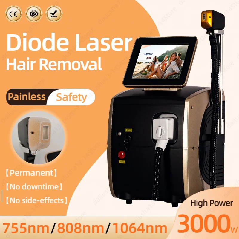 Diode Laser Hair Removal Professional Machine Care Facial Body Hair Removal Cooling 3 Wavelength 808nm Hair Removal Machine