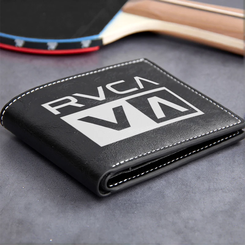 RVCA Logo Embossed PU Leather Wallet Minimalist Design Lightweight Durable Men's Compact Wallet Premium Business Style