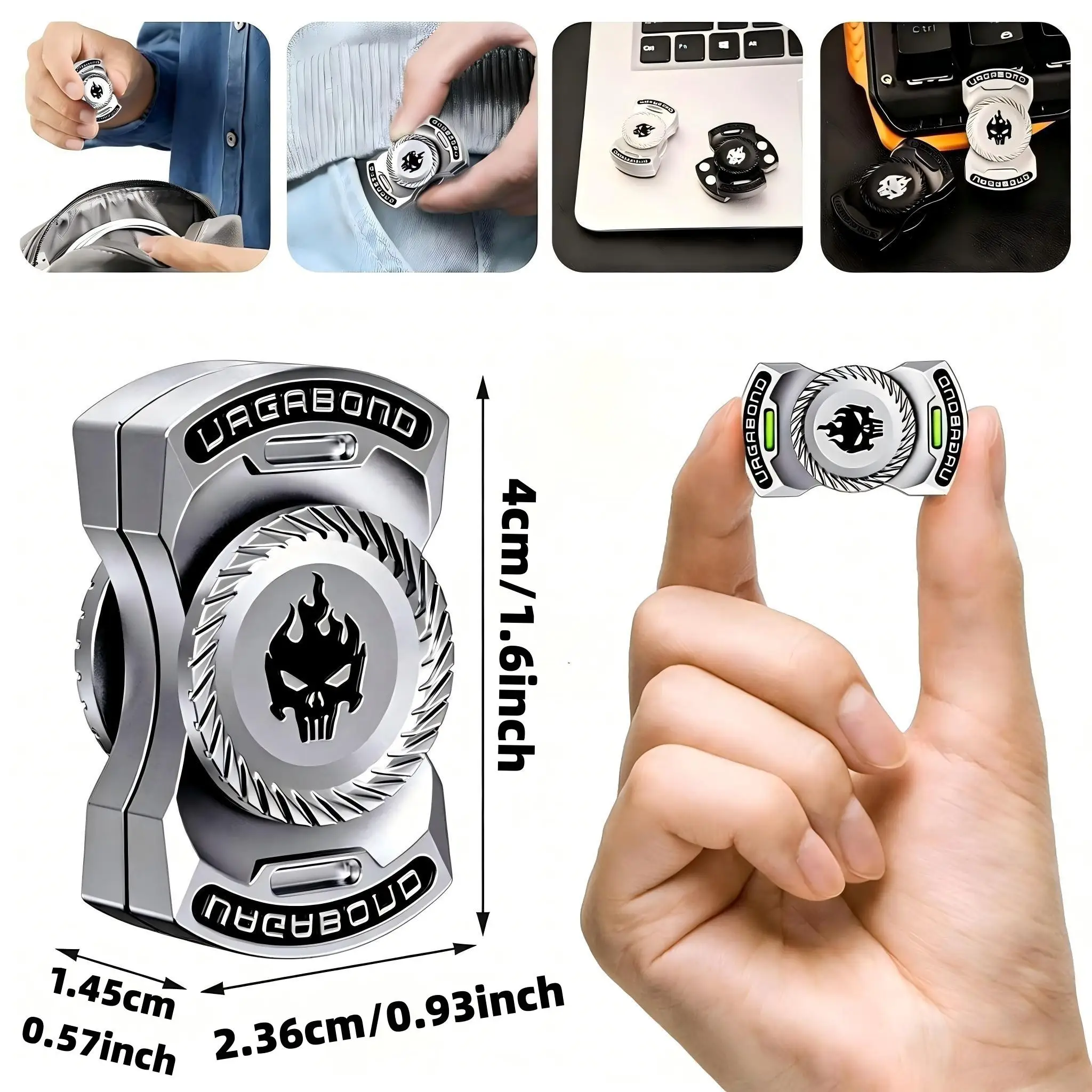Upgraded Metal Fidget Toys,Adults 3-in-1 Fidget Spinner Toy,Longer Silent Spin Time & Glow. Silent Stress Relief Desk Toys