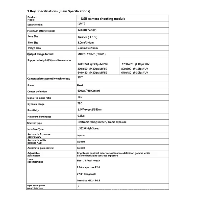 B34B-4PCS 100 Degree Camera Module OV9732 1MP 1280X720 30Fps USB Camera Module Drive Free For Winxp/7/8/10 With1.5M Cable