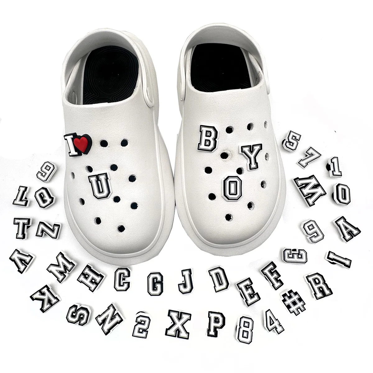 37pcs English Letters Shoe Charm Buckle Clogs Shoe Charm Sandal Shoe Charm Accessories