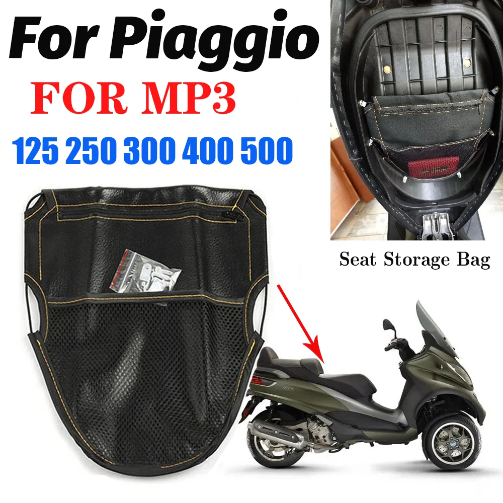 For PIAGGIO MP3 125 250 300 400 500 MP3 Motorcycle Accessories Under Seat Storage Bag Leather Tool Bag Pouch Bag Scooter Bag