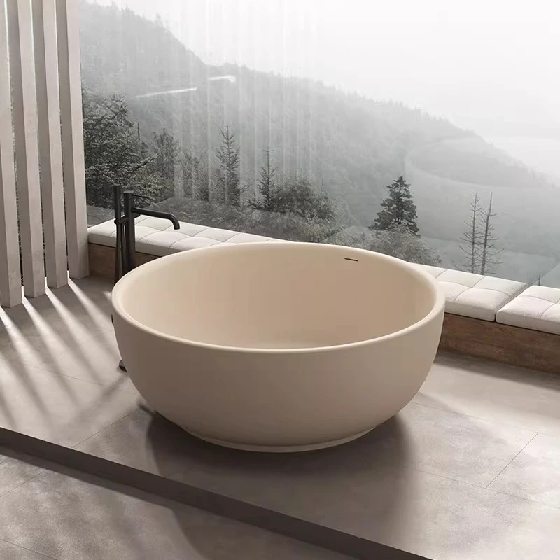 AA Independent integrated molding matte round bathtub Homestay hotel artificial stone adult bath