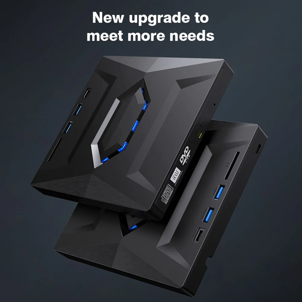 محرك أقراص CD/DVD خارجي USB 3.0 Type C مع منفذ بطاقة TF/SD DVD Burner محرك الأقراص الضوئية لأجهزة الكمبيوتر المحمول سطح المكتب Mac Windows 11/10/8