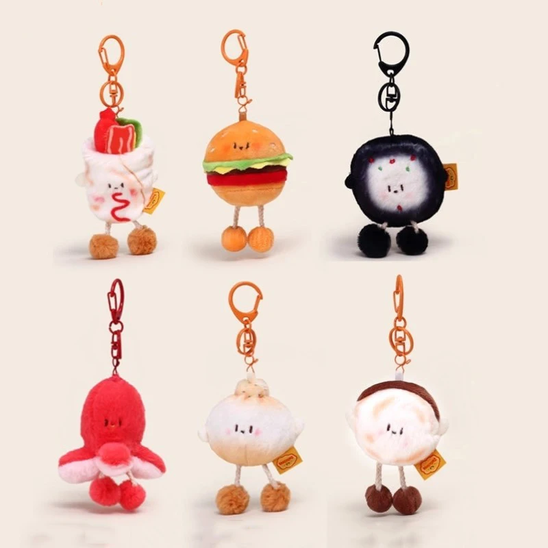 

Chinese Snacks Stinky Tofu Steamed Bun Rougamo Pie Pendant Bag Decoration Plush Toy Cartoon Key Ring Chain Boy Girl Friend Gift