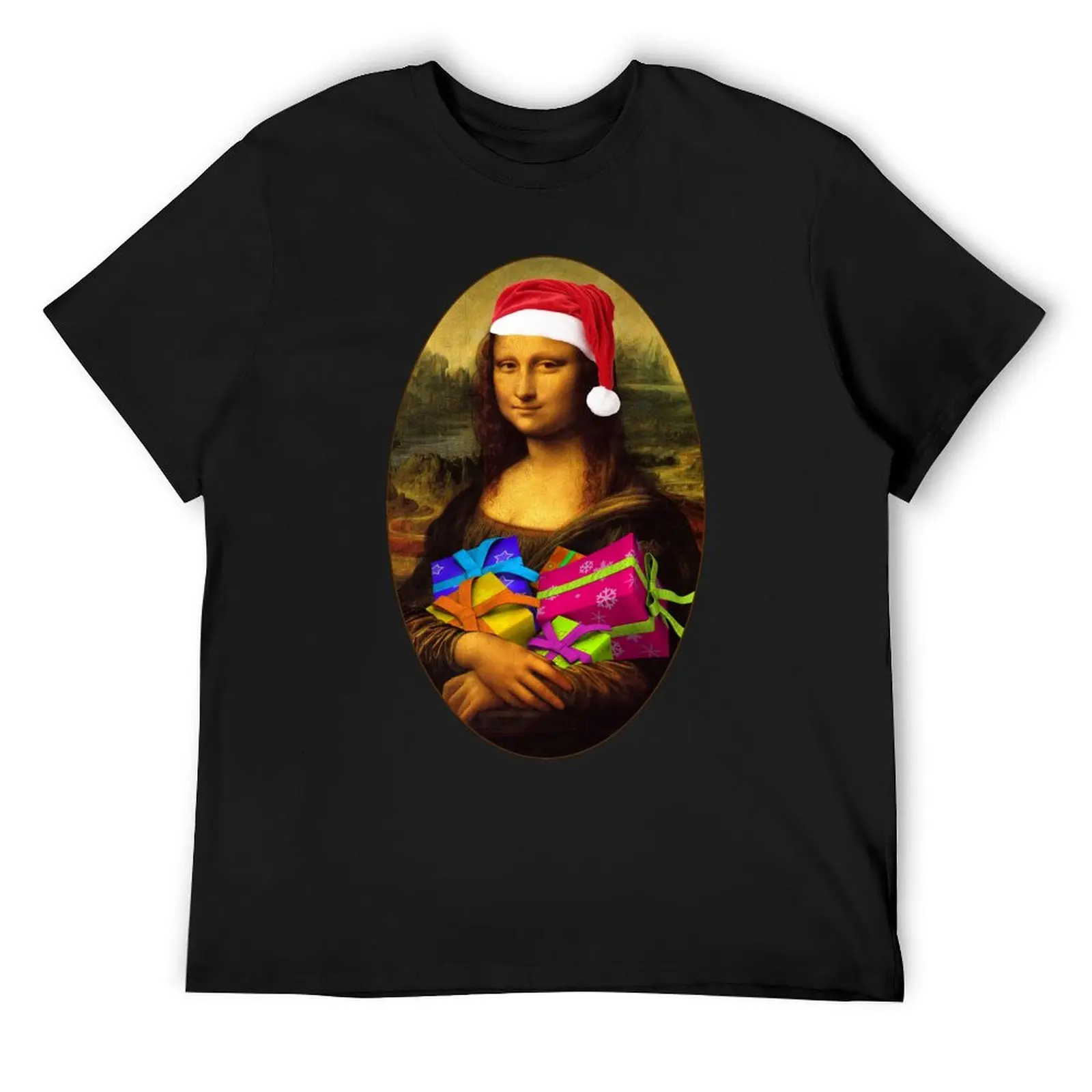 Mona Lisa Santa T-Shirt rapper graphic tees cute clothes t shirts for men cotton