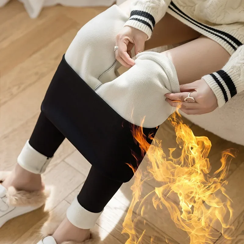 Mallas elásticas de terciopelo para mujer, mallas cálidas de cintura alta, informales, gruesas, para invierno