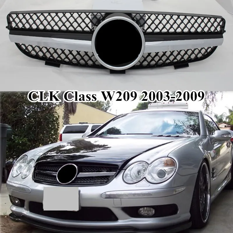 

Auto Bumper Front Grill Grille For M-ercedes B-enz CLK Class W209 320 500 2003 2004 2005 2006 2007 2008 2009 ABS Racing Grille