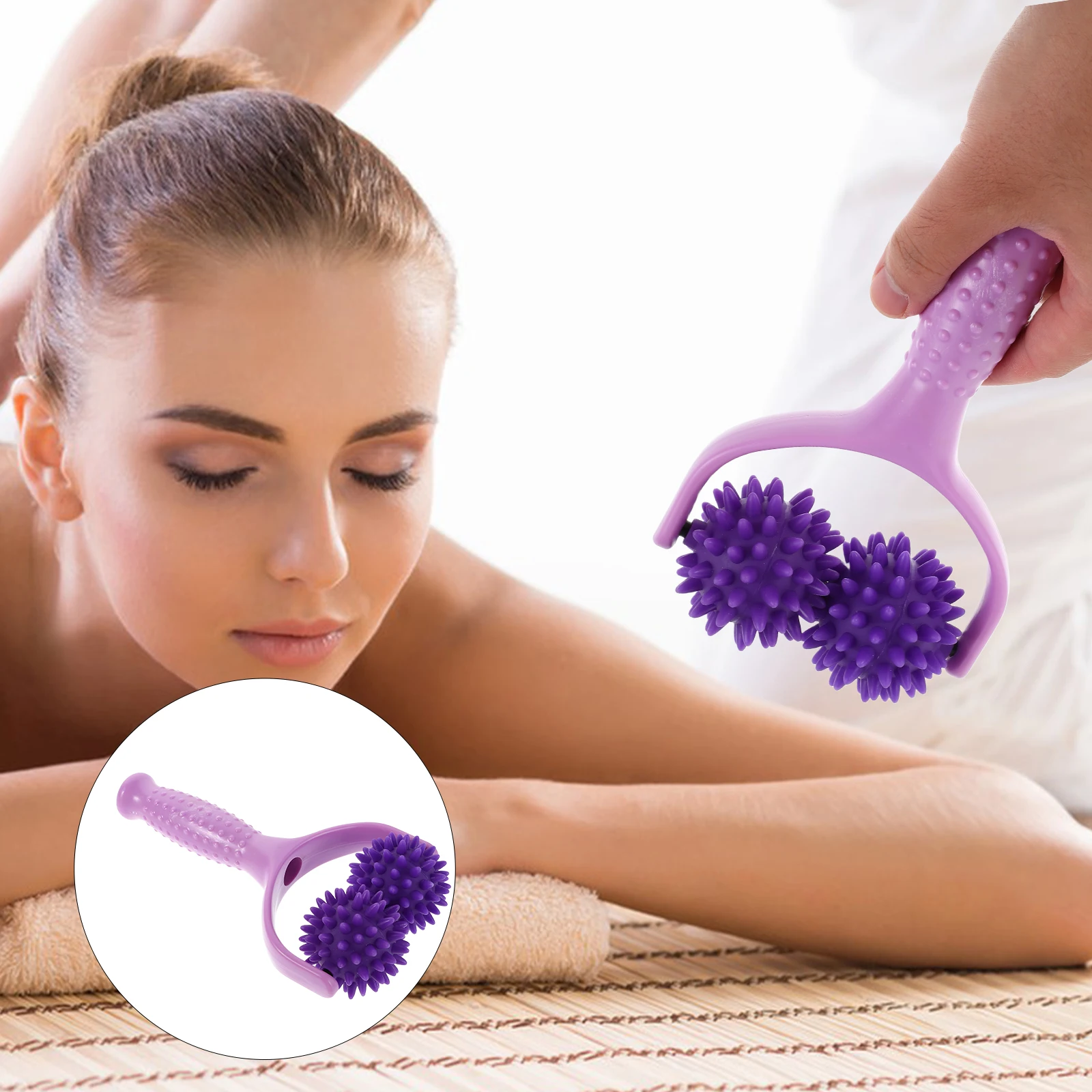 

2 Pcs Massage Stick Wheel Rollers Handheld Muscle Body Manual Tool Relaxation Abs