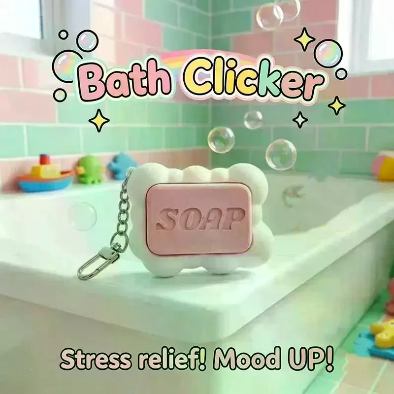Soap Button Keyboard Fidget Toy Creative 3D Printed Funny Decompression Keyboard Clicker Press-Type Relax Bag Pendant Keyring