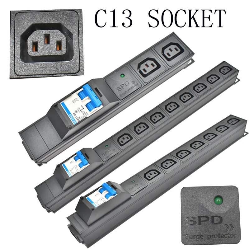 

PDU power board network cabinet rack C13 socket 16A 4000W air switch2- 9AC surge protection No extension cord socket