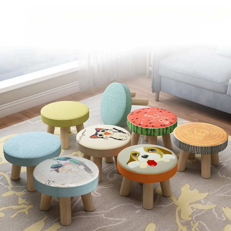 

Small Stool Household Shoes Changing Fabric Living Room Removable Washable Comfortable Breathable Non-Slip No Pilling No Fading