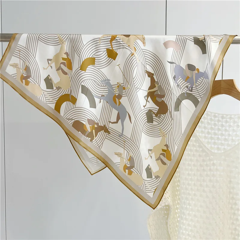 

Horse Print Mulberry Silk Scarf Women Soft Shawls Luxury Foulards Femme Head Neck Bag Bandana Belt Accessories Gift