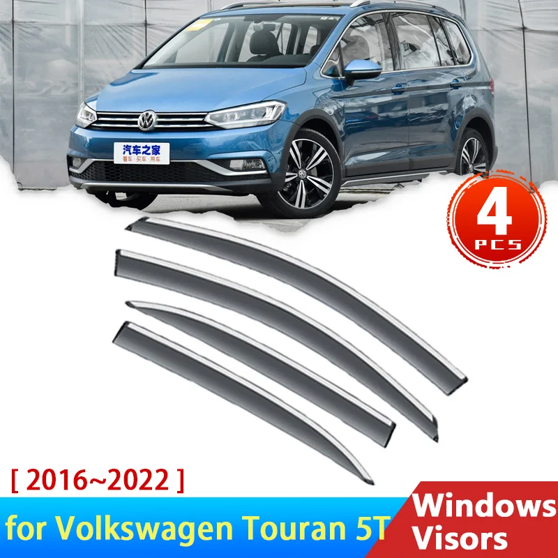 4x Owiewki do Volkswagen Touran VW 5T 2016~2022 Akcesoria Samochodowe Osłony przeciwdeszczowe Osłony przeciwdeszczowe Osłona 2020 2018
