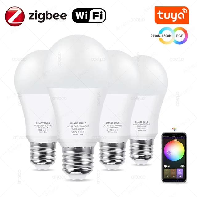 Tuya Wifi Smart Light Bulbs RGB WW CW 15W 18W E27 Zigbee Led Bulb Smart Home Tuya Zigbee Lamp Alexa Smart Lamp For Google Home