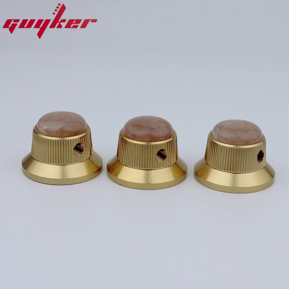 Electric Guitar Bass Metal Control Volume Knob Hat Type Natural Silty Crystal Stone Surface