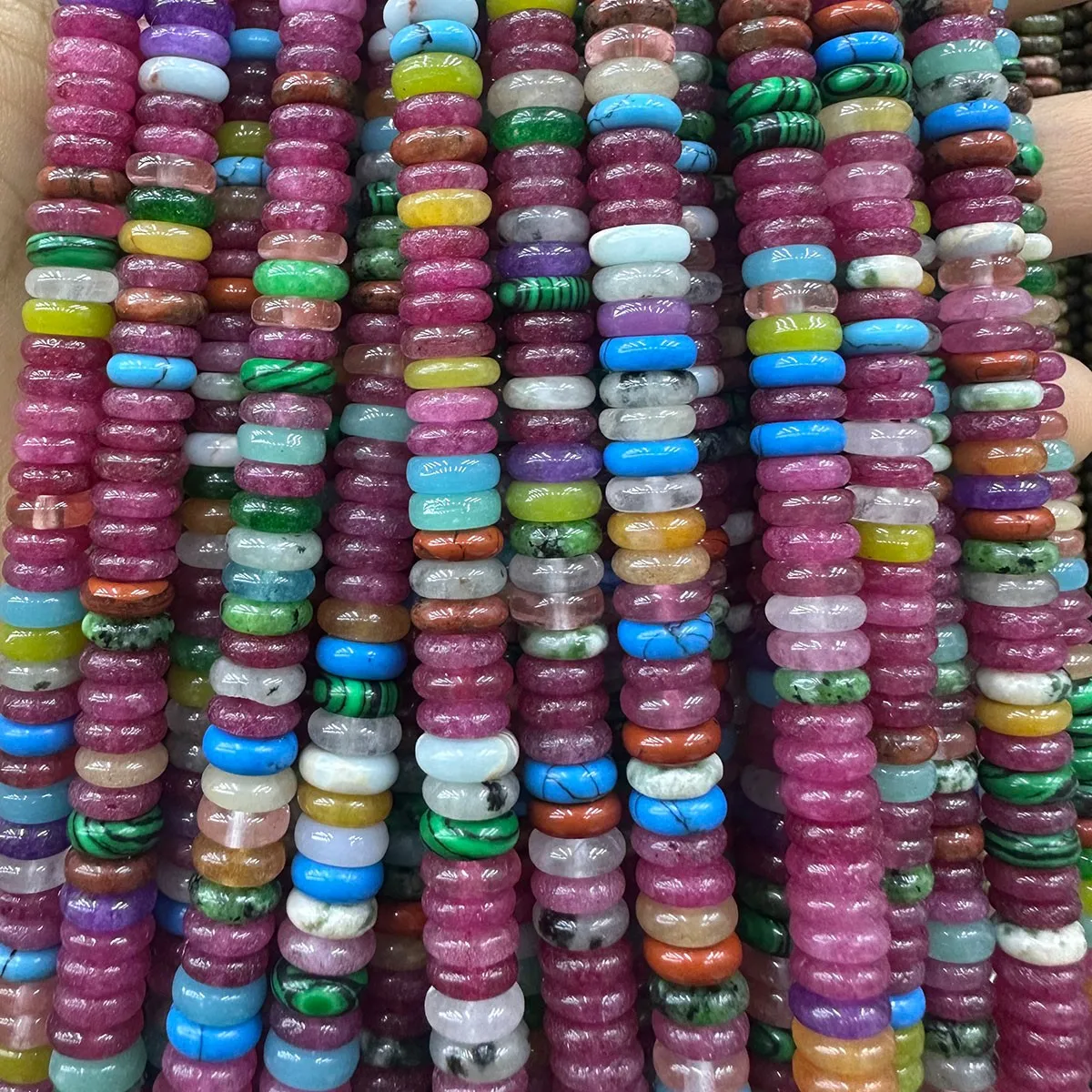 About 170pcs 2 * 6mm mixed color natural stone spacer with scattered beads for jewelry making DIY special bracelets, necklaces,