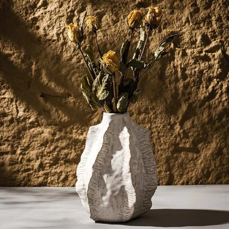 CAPIRON Porcelain Vintage Vase Dried Flower Wabi-Sabi Ceramic Unique Retro Boho Decorative Home Decoration Tabletop Aesthetic