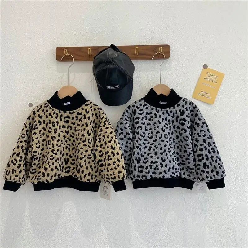 

Winter New Children's Turtleneck Fleece Long-sleeved Sweater Casual Simple Baby Boys and Girls Kids Clothing