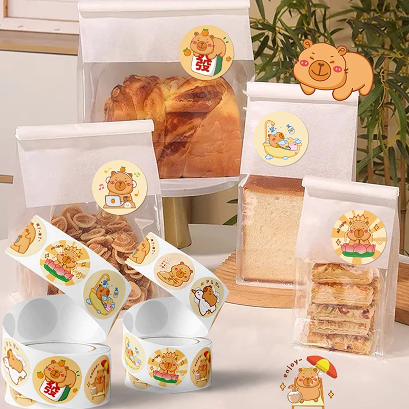 500pcs/Roll Cute Capybara Sticker Labels Sealing Sticker Stationery Supplies DIY Graffiti Aesthetic Decoration Stickers