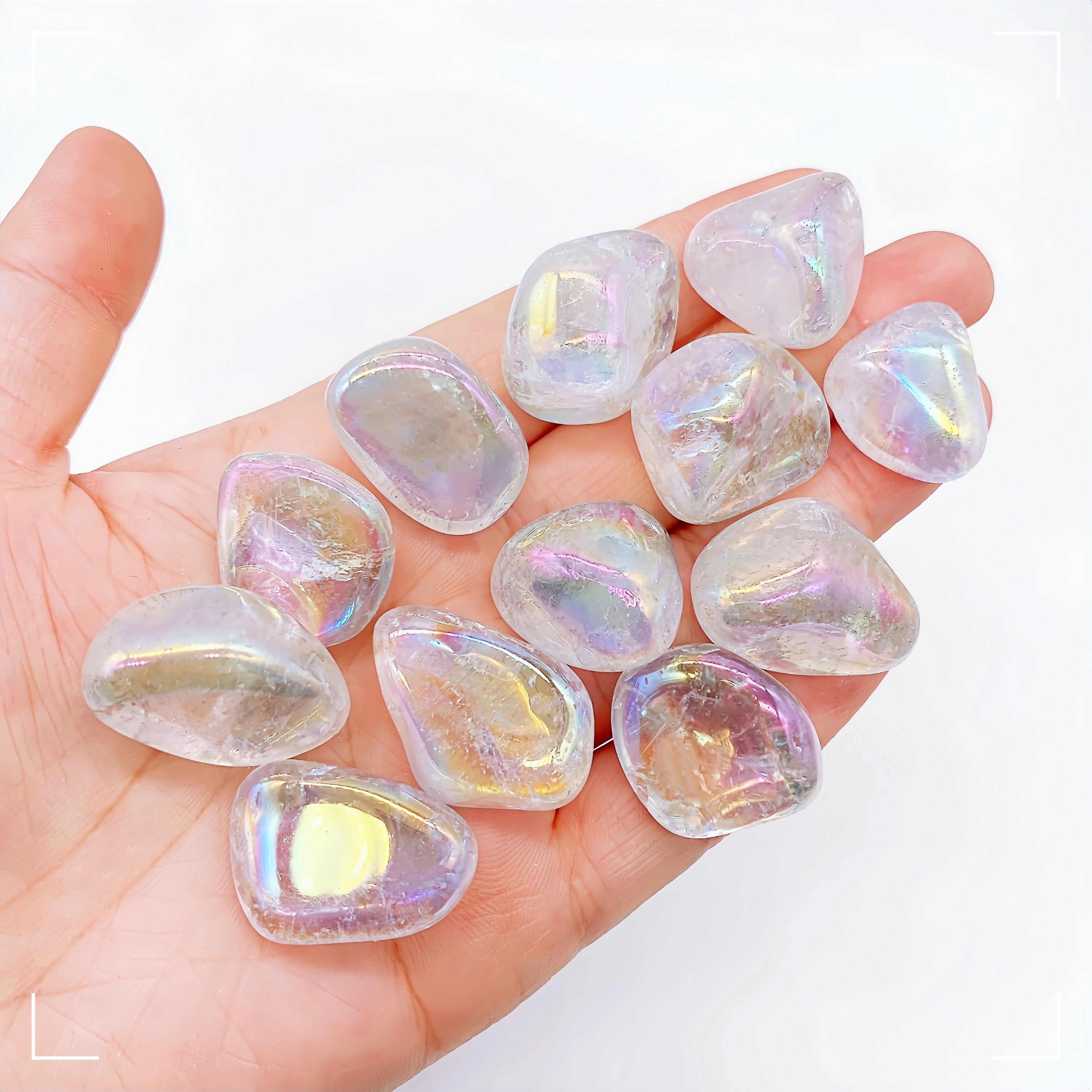 

High Quality Aura Clear Quartz Electroplated Glitter Natural Tumbled Crystal Stones Reiki Healing Minerals Gems Home Decor Gift