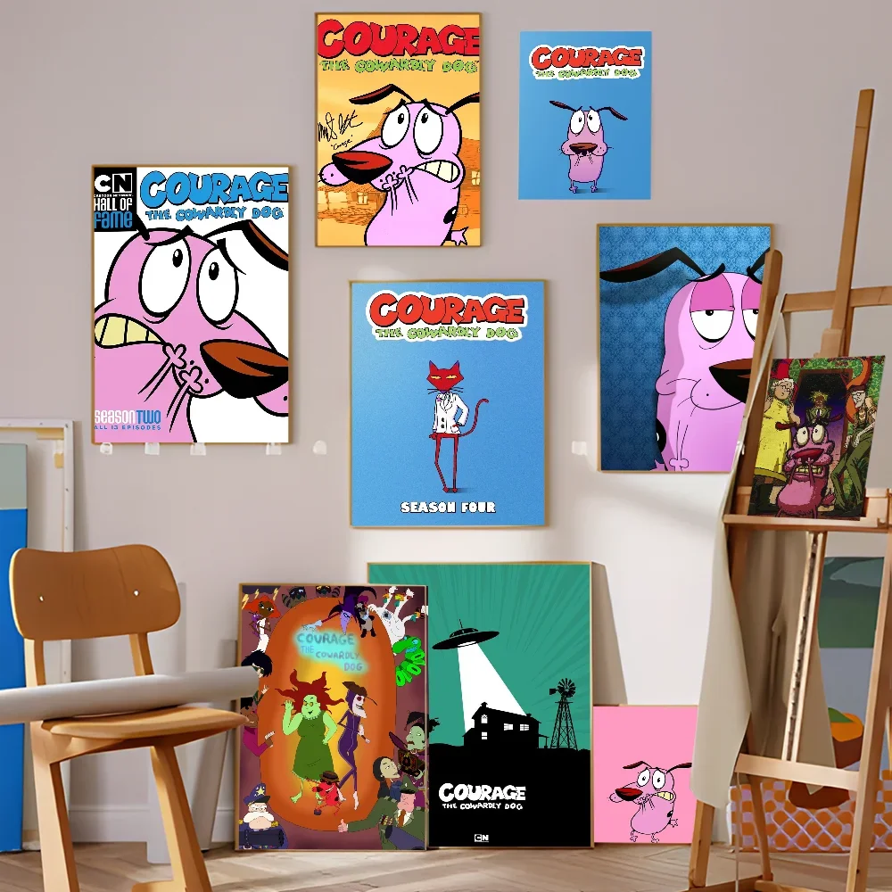 Cartoon T-COURAGE C-Cowardly Dogs Good Quality Prints and Poster Waterproof Paper Sticker Coffee House Bar Posters Wall Stickers