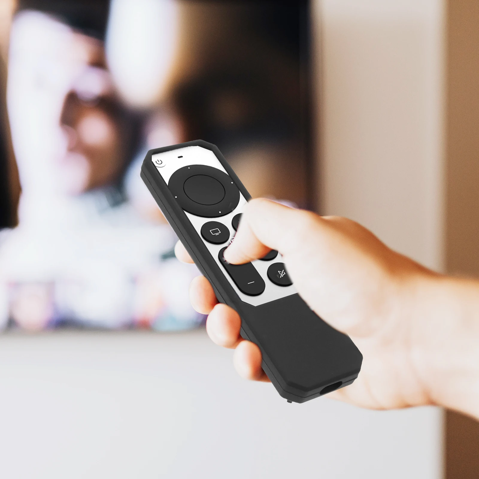 

4k Remote Control Case Black Silicone Full Coverage Protector Lanyard Dust Proof Scratch Resistant Controller