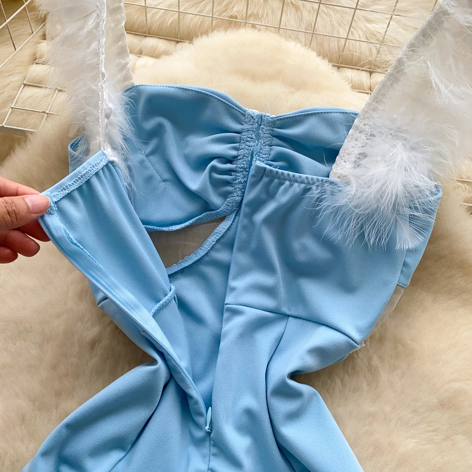 Abito vintage chic a tubino solido impiombato Elegante fata moda coreana Boho Prendisole abbigliamento donna Mini abito da spiaggia