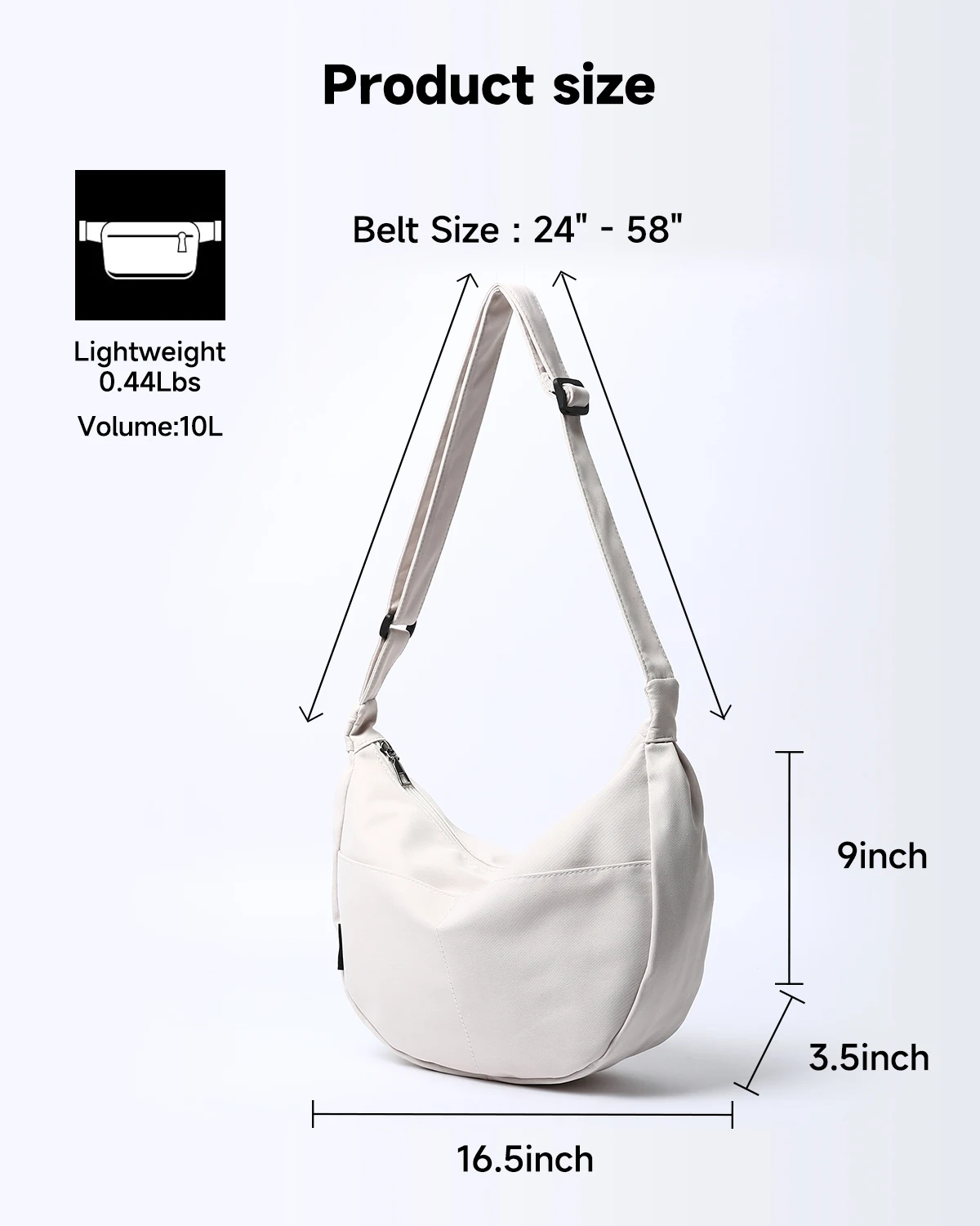 Crescent Hobo Bag for Women, Waterproof Casual Dumpling Bag with Adjustable Strap, Sling Bag for Travel Sport