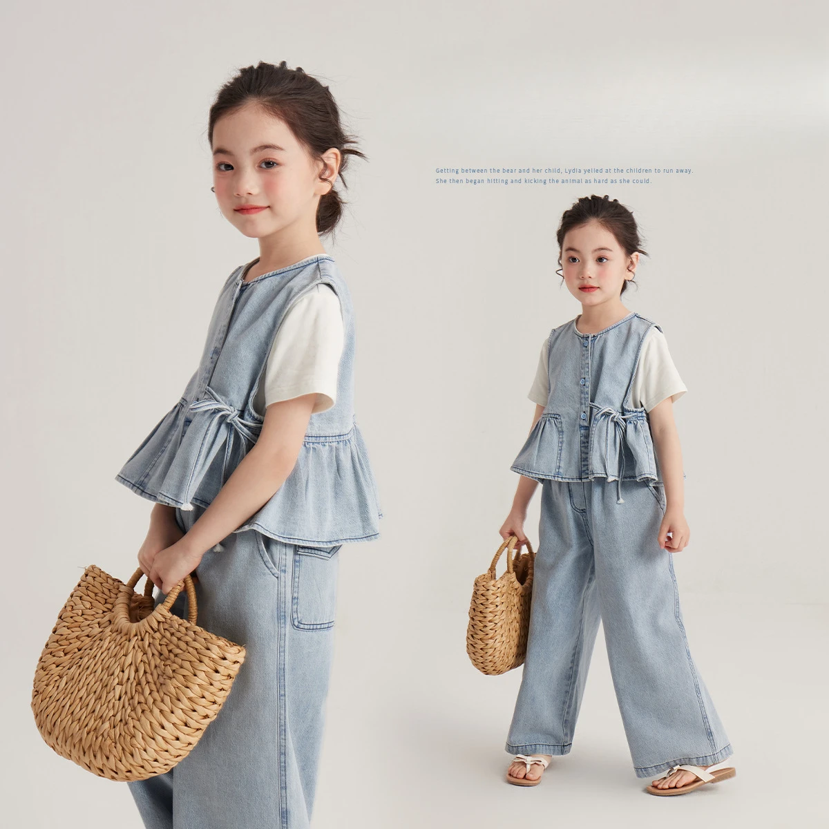 

Girl Jean Pant 2024 Summer and Spring New Korean Style Children Denim Pants Korean Design Sense Denim Jeans Blue Pants