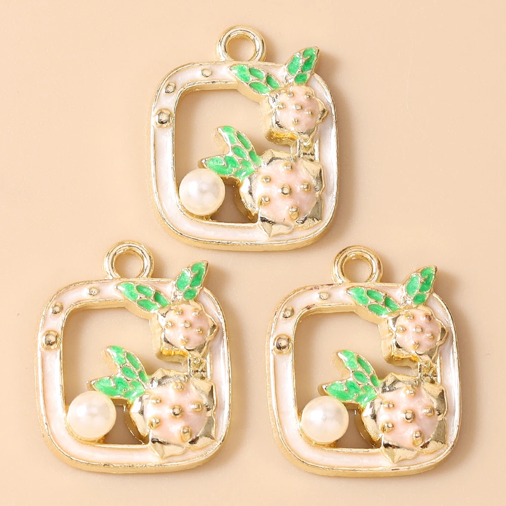 Leslie 10 Stück Retro Goldfarbene Ölgemälde-Perlenblumen-Anhänger für DIY Ohrringe, Halsketten, Handgemachter Schmuckherstellung – Detail 11