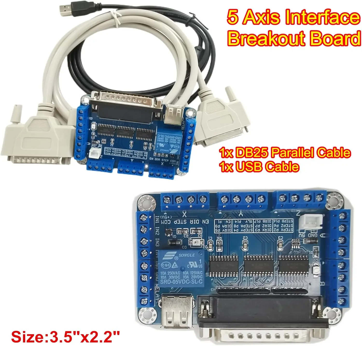 RATTM MOTOR 5 Axis LPT interface Breakout Board Mach3 CNC Control Card Stepper Motor Driver CNC Router Engraving Milling Machine