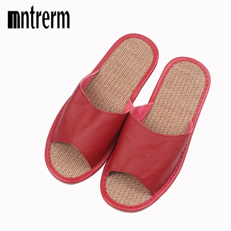 Mntrerm High Quality Women Slippers Pantuflas Summer Soft Leather Waterproof Shoes Breathable Antiskid Indoor Slippers