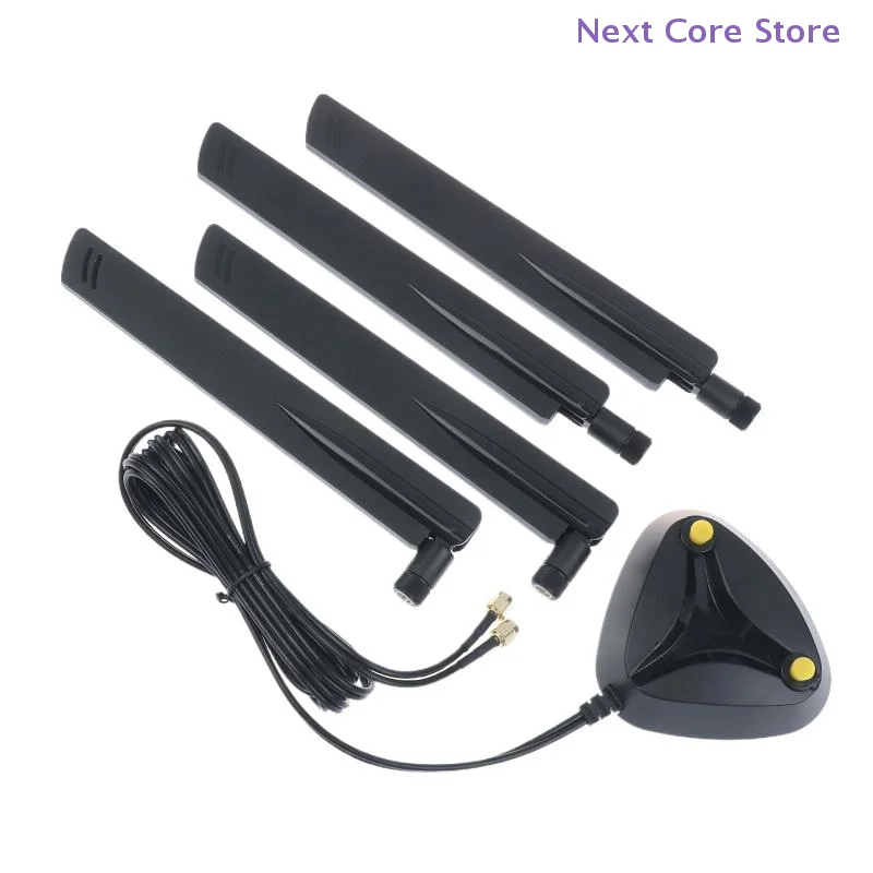 Schwarze 12dbi Bluetooth-Router-Antenne WiFi6 WiFi7 2,4G/5,8G/6G Tri-Band-Externe Antenne RP-SMA Bluetooth-Router-Antenne