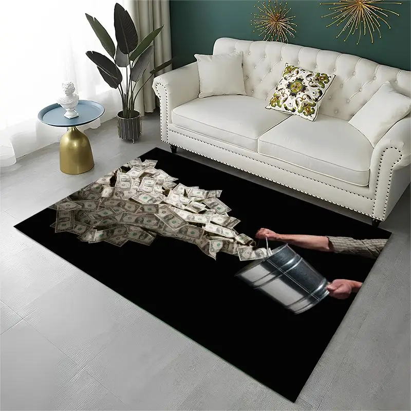 Classic Money Dollar Euro Cartoon Large Area Rug Non-slip Carpet for Bedroom Living Room Sofa Doormat Home Decor Floor Mat Gift