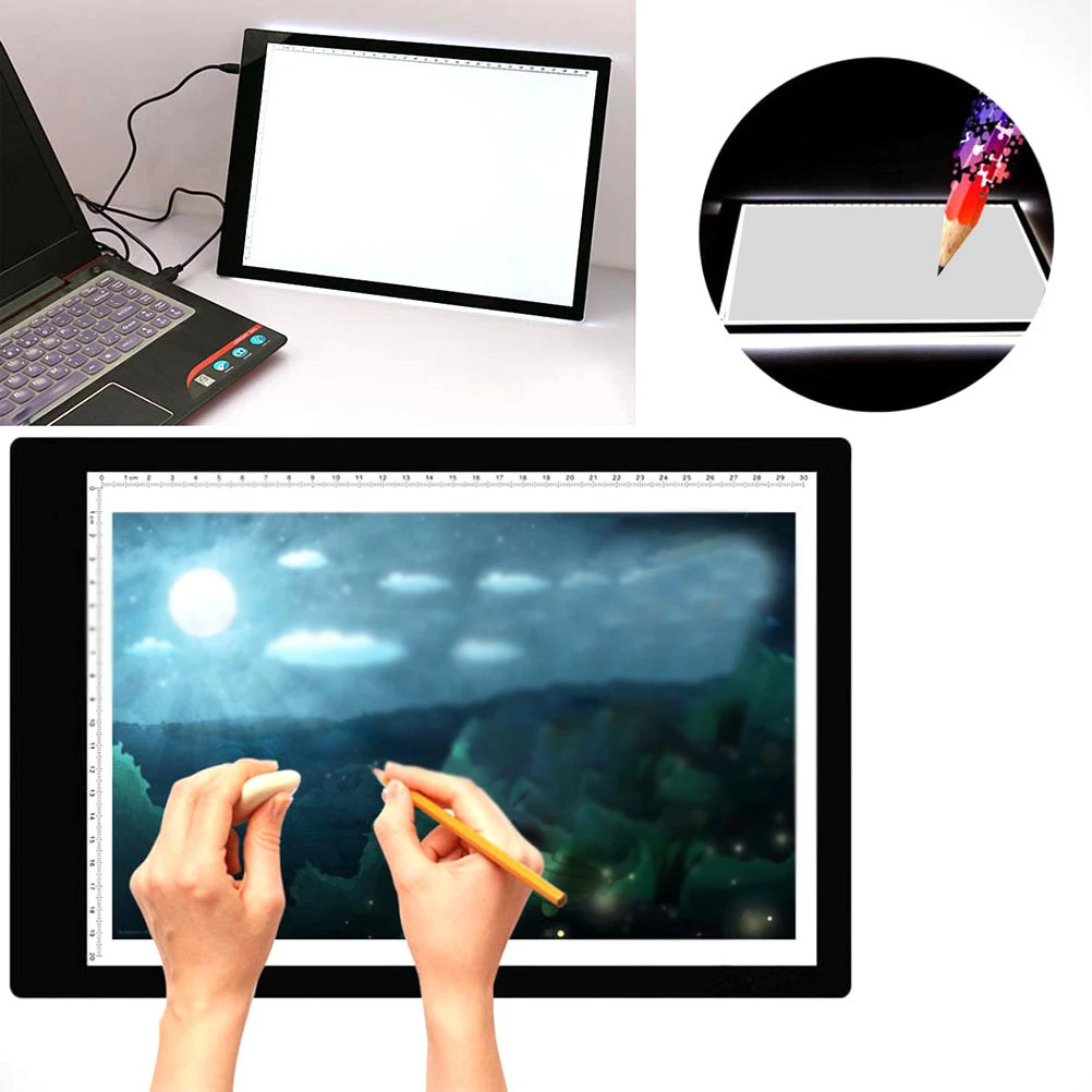 A4 LED Lichtkasten LED Lichtkasten LED Licht Pad Schablonenbrett Lichtkasten Zeichenbrett