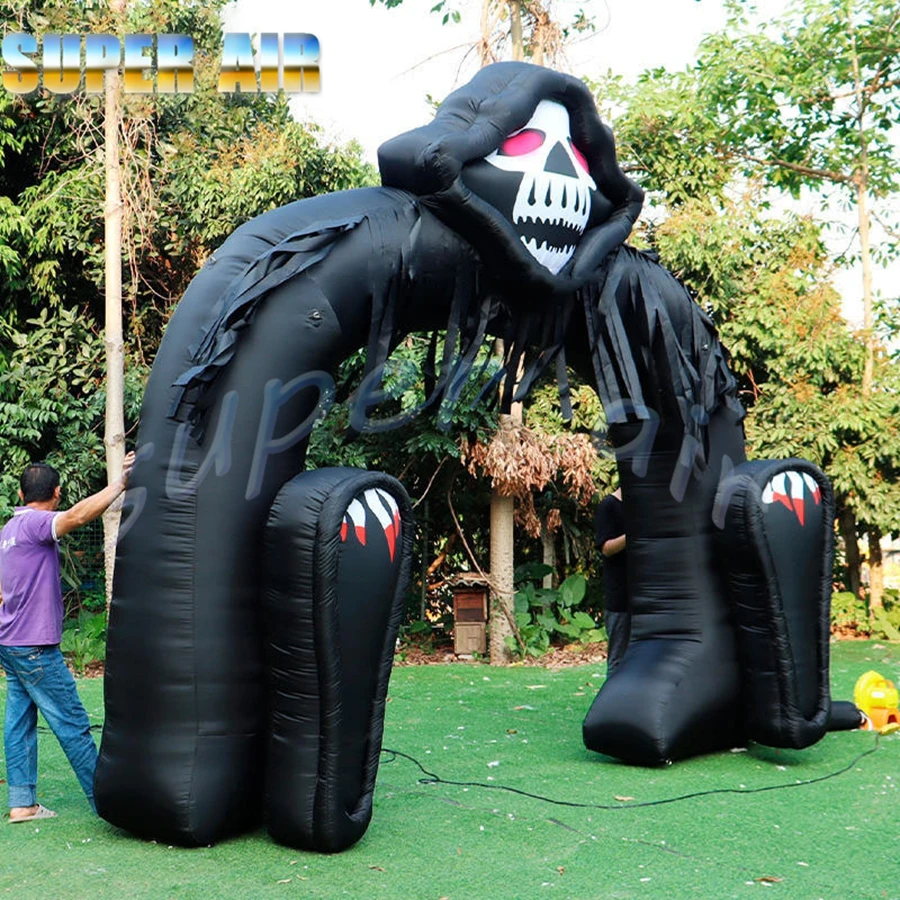 ハロウィン屋外パーティー装飾用、裏庭用ファン付きインフレータブルゴーストアーチ