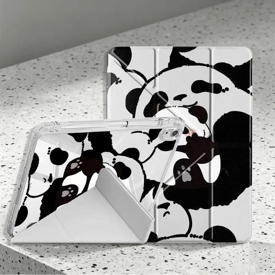 With Pen Slot Cover Tablet Case For Samsung Galaxy Tab S10 Lite S9 Plus S8 A11 S7 FE A9 Plus A8 Cute Cartoon Panda