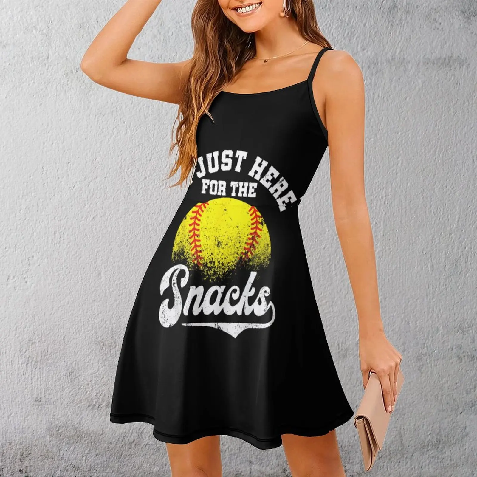 

Exotic Softball Snacks Tee Women's Sling Dress Funny Novelty Parties Woman's Gown The Dress Vintage