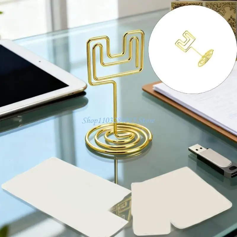 

R6FF 20Pcs Iron Wire Place Card Stand for Display Memos Notes Picture Label