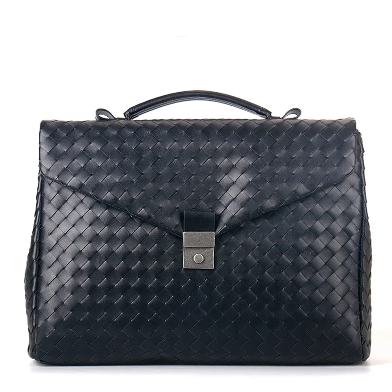 Imagem -03 - Guangxin Wide Strip Woven Handbag Maleta de Negócios Masculina Bolsa de Computador Dupla Camada Primavera Verão 2023