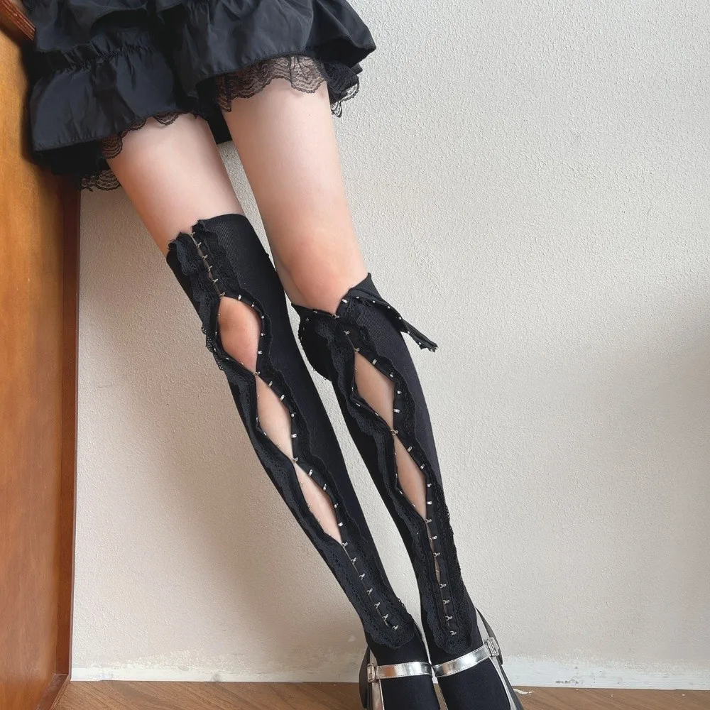 

New Hollow Out Spice Girls Leg Warmers Lace Y2K Knee High Socks Punk Style Ballet Style Thigh-high Socks Girls
