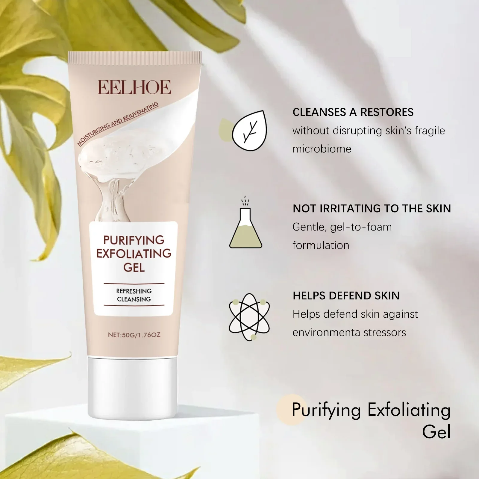 EELHOE Exfoliating Gel Refreshing and Hydrating Formula for Softer More Radiant Skin Deep Cleansing Pore Oil Control Refreshing